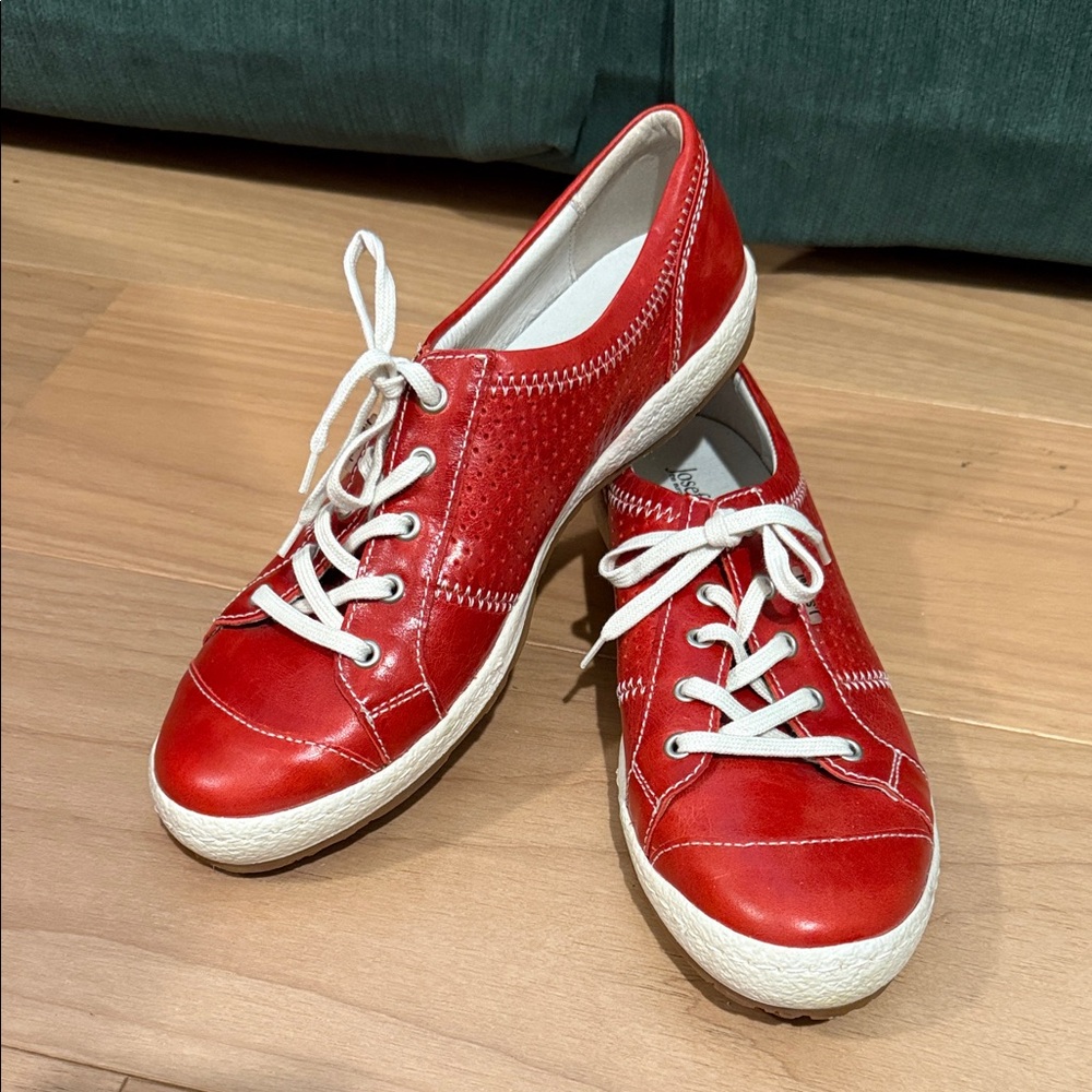 LIKE NEW Josef Seibel Red Leather Women's Sneakers size 40